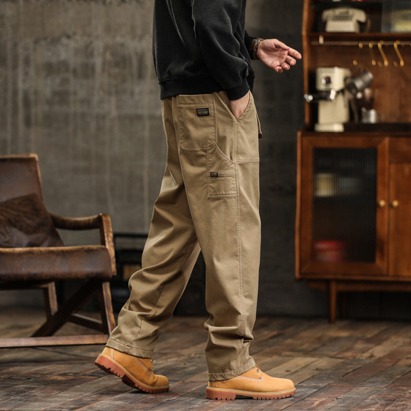 Herren Lockere Canvas-Cargohose mit Tunnelzugbund und aufgesetzten Fronttaschen Nord Taschen