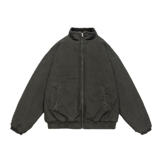 Herren Gefütterte weit geschnittene Winterjacke mit Sherpa-Futter und Stehkragen Nord Taschen