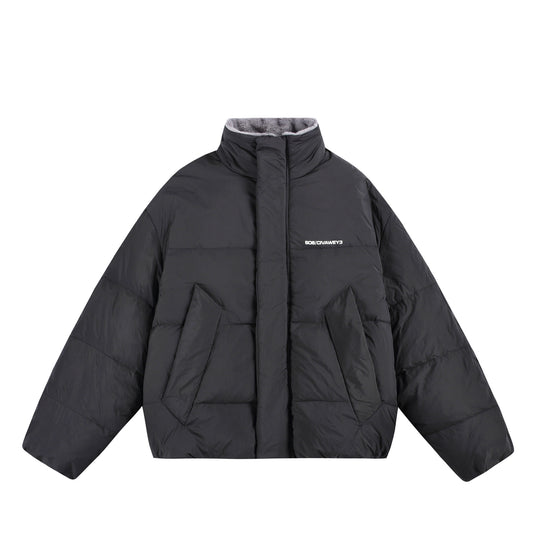 Damen Oversize Steppjacke mit hohem Plüschkragen und Windschutzleiste Nord Taschen