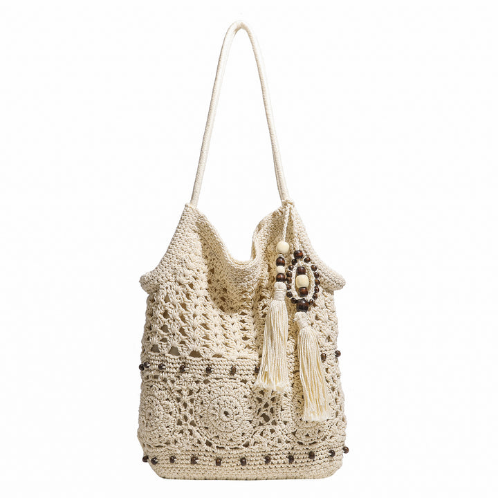 Damen Hobo-Tasche mit handgeknüpften Details und dekorativen Quasten Nord Taschen