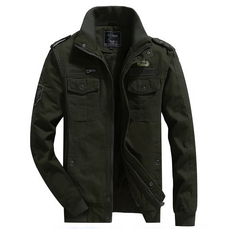 Herren Canvas-Fieldjacke im Utility-Style mit wärmender Fleece-Innenlage und Schulterpatten Nord Taschen
