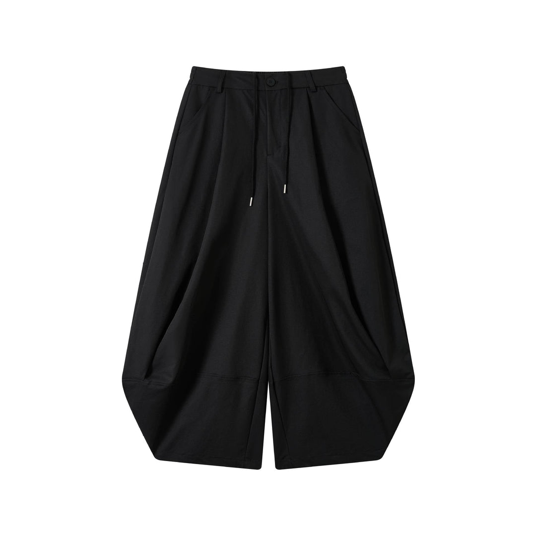 Damen Weite High-Waist Bermuda-Hose mit Bundfalten und Kordel Nord Taschen