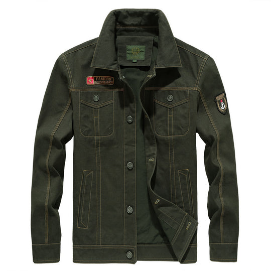 Herren Robuste Canvas-Fieldjacke im Military-Worker-Stil mit Brustpattentaschen und Zier-Patches Nord Taschen