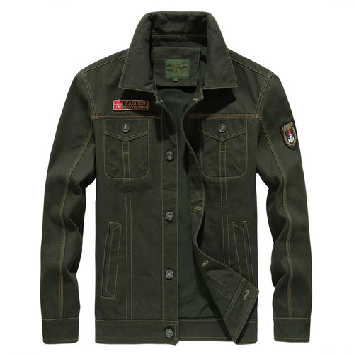 Herren Robuste Canvas-Fieldjacke im Military-Worker-Stil mit Brustpattentaschen und Zier-Patches Nord Taschen