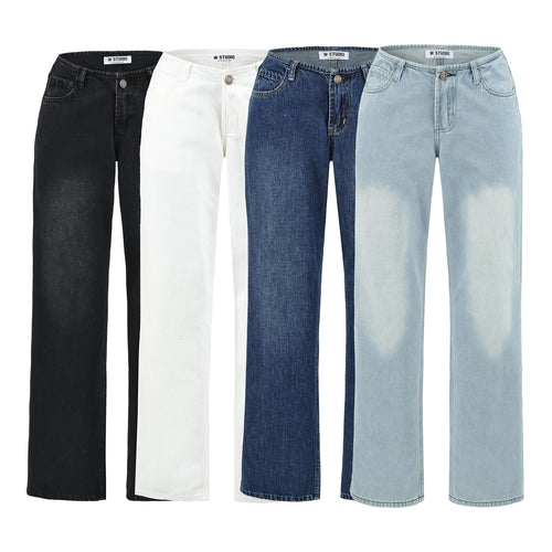 Damen Highwaist Cropped-Jeans mit geradem Schnitt und weitem Bein Nord Taschen