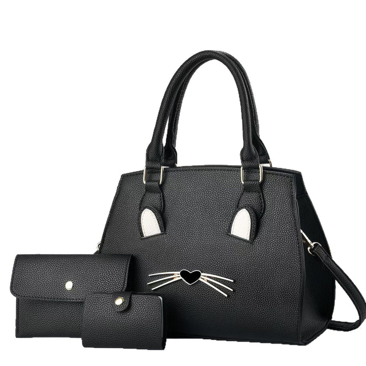 Damen Handtasche im verspielten Katzen-Design mit abnehmbarer Geldbörse Nord Taschen