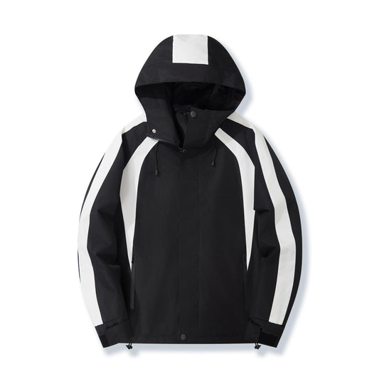 Damen Leichte Kapuzen-Regenjacke mit Kontraststreifen und Mesh‑Futter Nord Taschen