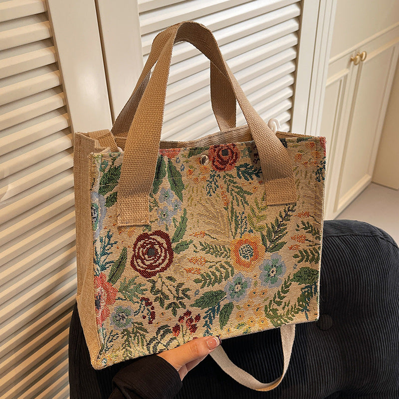 Damen Handtasche mit floralem Jacquard-Design und praktischen Tragegriffen Nord Taschen
