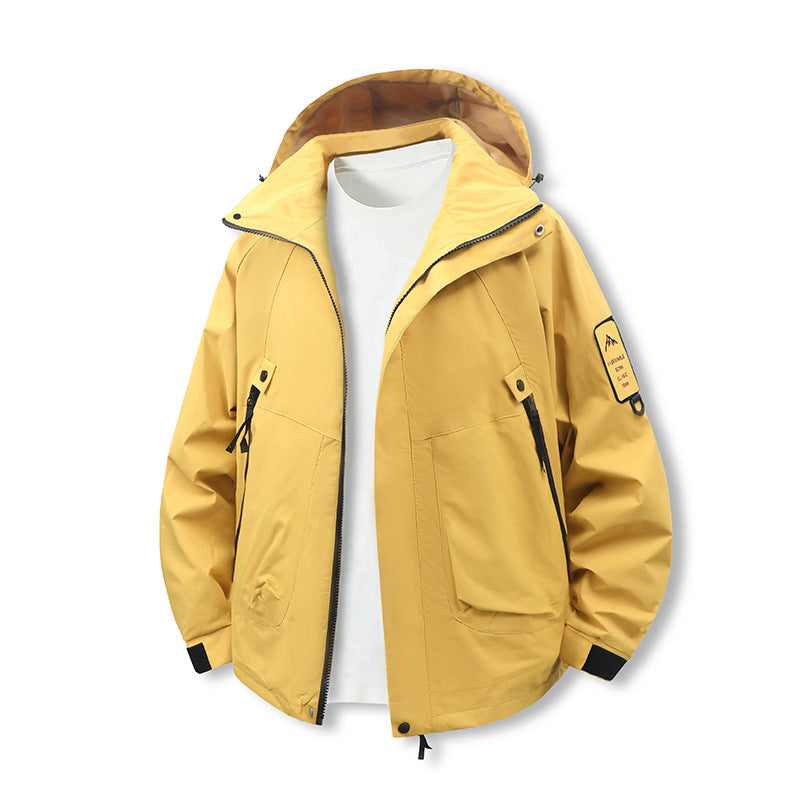 Herren Leichte wasserdichte Outdoorjacke mit Kapuze, Mehrfach-Taschen und verstellbarem Saum Nord Taschen