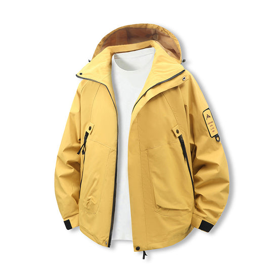 Herren Leichte wasserdichte Outdoorjacke mit Kapuze, Mehrfach-Taschen und verstellbarem Saum Nord Taschen