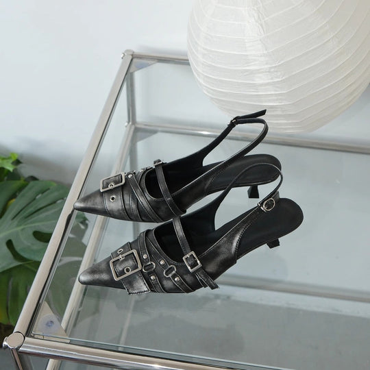 Damen elegante Sling-Pumps mit modischer Schnallenverzierung