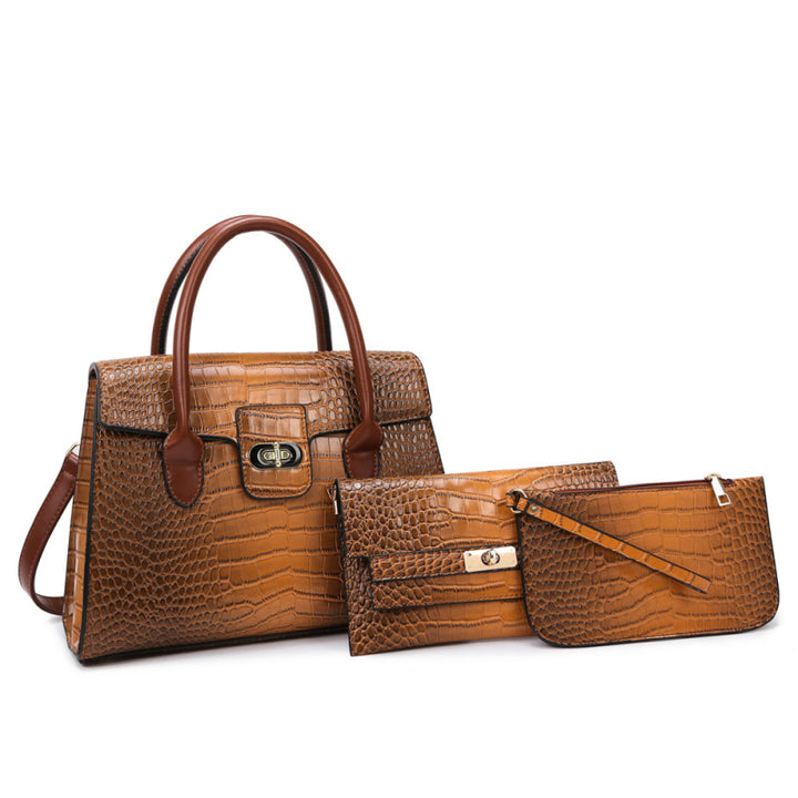 Damen elegante Handtasche mit Struktur und goldener Schnalle Nord Taschen