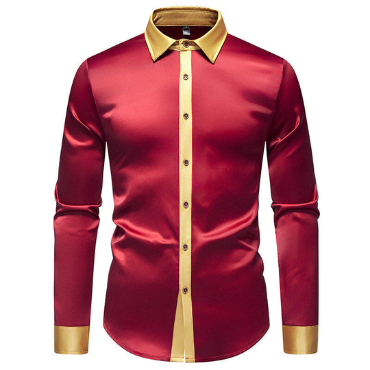 Herren Langarm-Hemd mit modernen Satin-Details