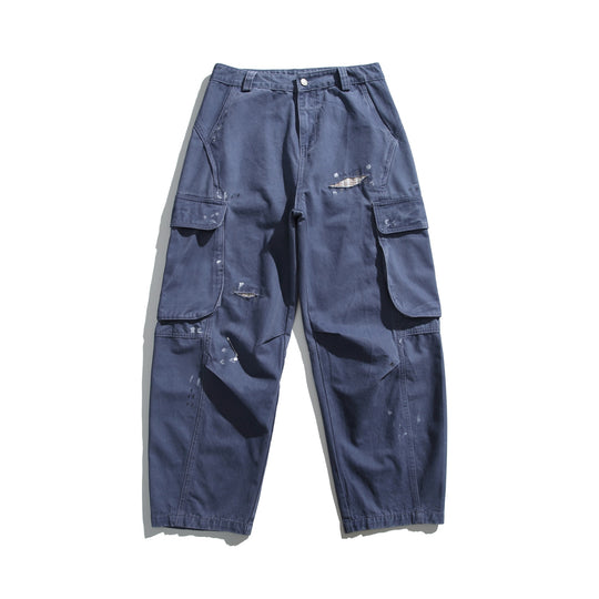 Herren Cargo-Hose im Used-Look mit Distressed-Details und aufgesetzten Klappentaschen Nord Taschen