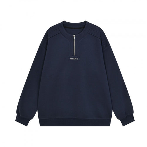 Unisex Oversize-Sweatshirt mit halbem Reißverschluss und geripptem Saum Nord Taschen