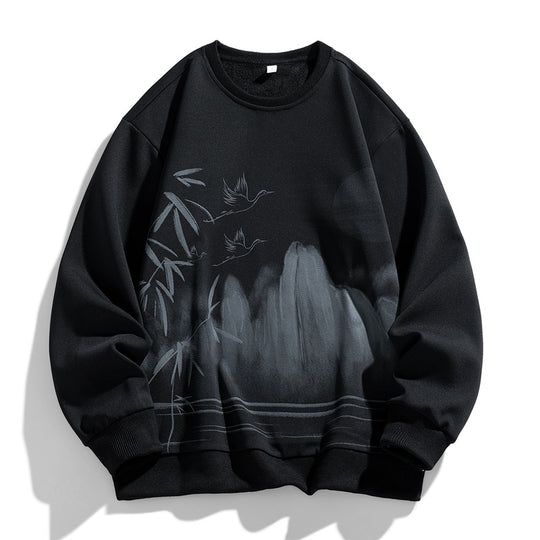 Unisex Oversize‑Sweatshirt mit Pinsel‑Print & geripptem Saum Nord Taschen