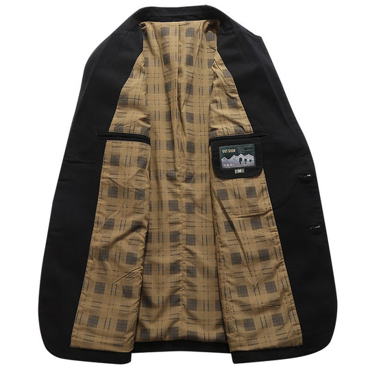 Herren legeres Canvas-Sakko mit aufgesetzten Taschen und kariertem Innenfutter Nord Taschen