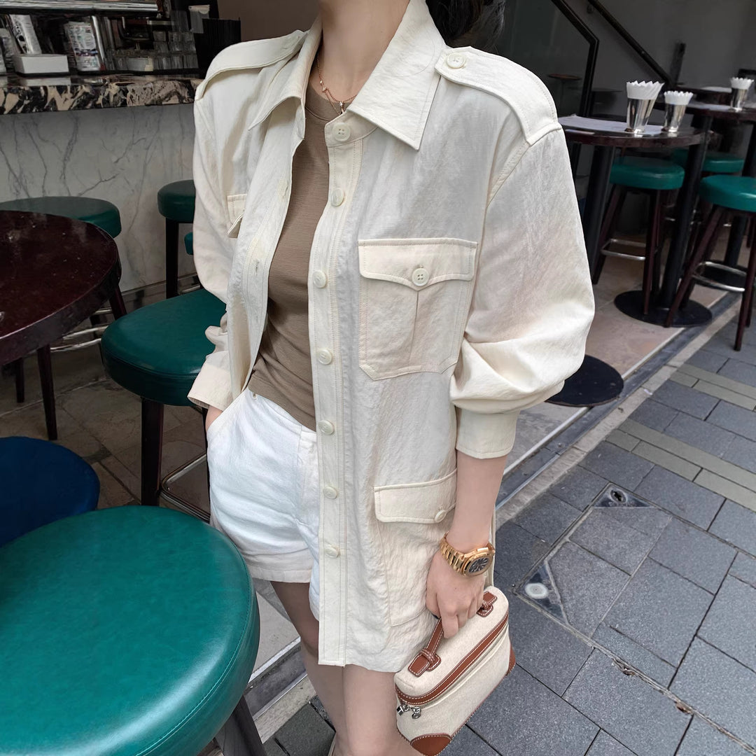 Damen Modische Utility-Jacke mit Taschen Nord Taschen