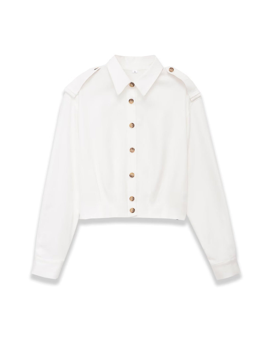 Damen Cropped-Hemdjacke mit Epauletten und taillierenden Abnähern Nord Taschen