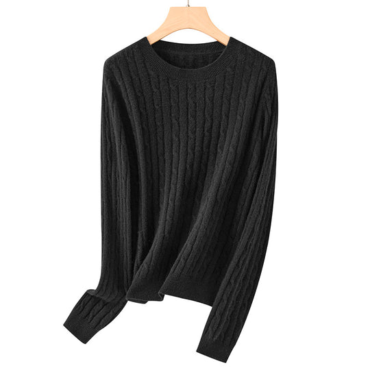 Damen Kuscheliger Zopfstrick-Pullover aus Feinstrick mit Rundhalsausschnitt Nord Taschen