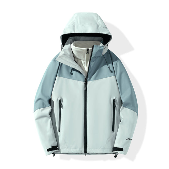 Herren Softshell-Hybridjacke mit Kapuze, getapten Reißverschlüssen und verstellbarem Saum Nord Taschen