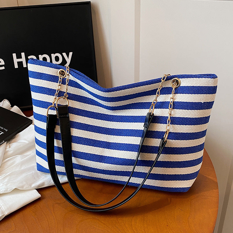 Damen große Strandtasche mit modernem Streifen Design Nord Taschen