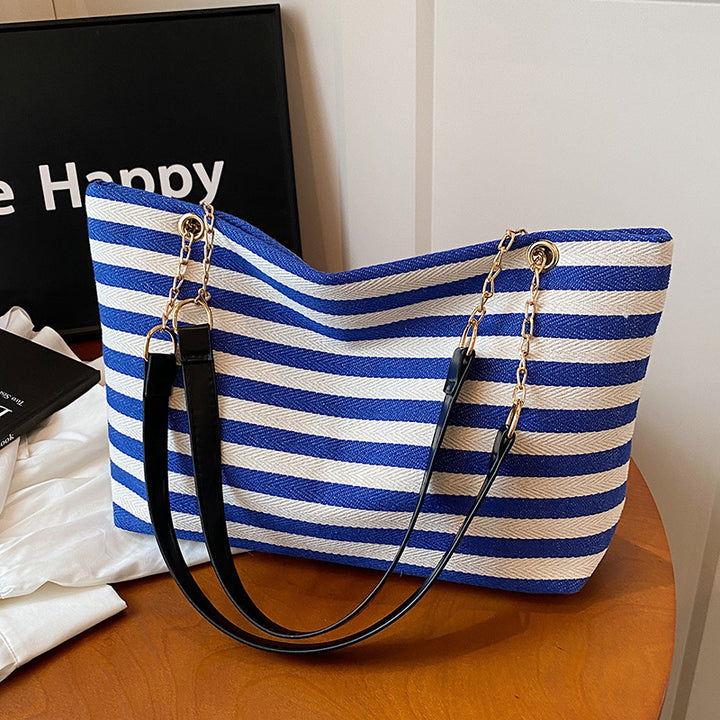 Damen große Strandtasche mit modernem Streifen Design Nord Taschen