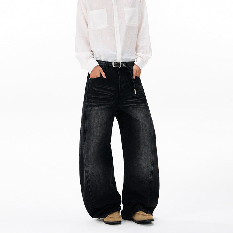 Herren Ultraweite Denim-Palazzohose im ballonförmigen Baggy-Cut mit tiefem Schritt Nord Taschen