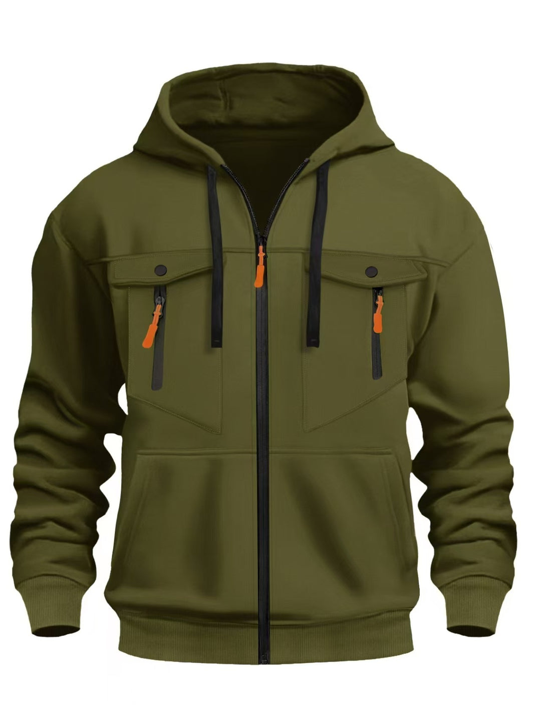 Herren Kapuzen-Sweatjacke mit durchgehendem Reißverschluss, zwei zip-Brusttaschen und ergonomischen Bündchen Nord Taschen