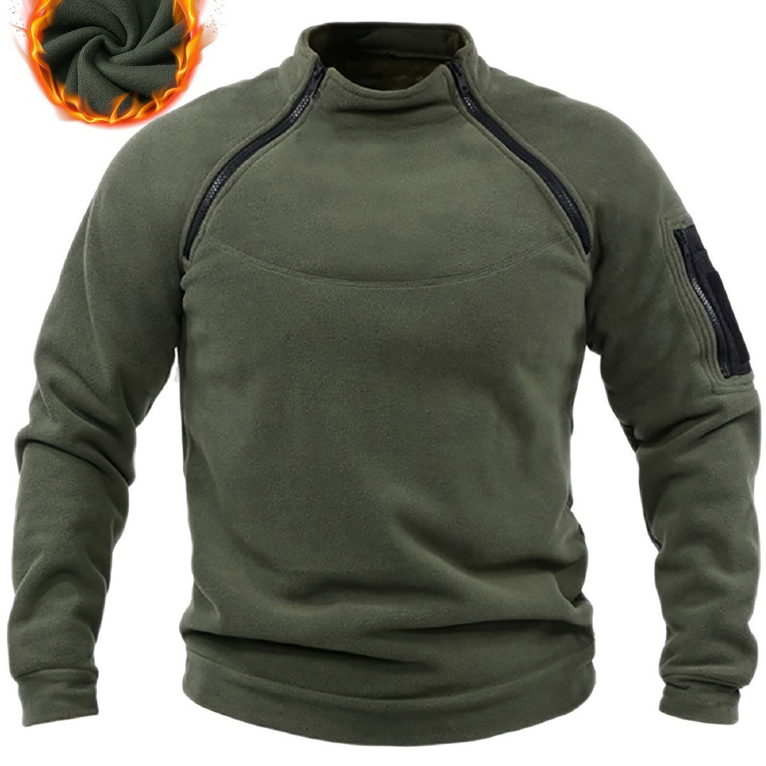 Herren Thermo-Fleecepullover mit Schulterreißverschlüssen, Stehkragen & Ärmel‑Utilitytasche Nord Taschen