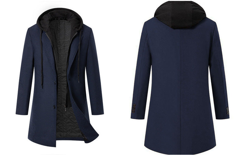 Herren Doppelreihiger City Mantel aus Wollmix mit taillierter Silhouette Nord Taschen