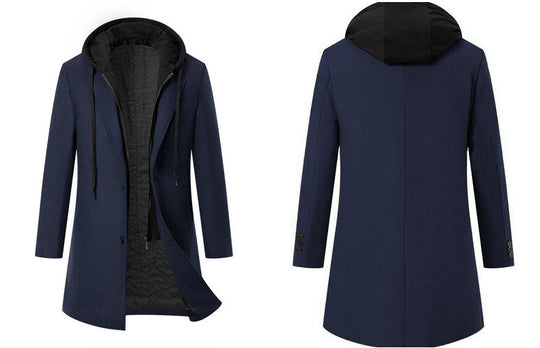 Herren Doppelreihiger City Mantel aus Wollmix mit taillierter Silhouette Nord Taschen