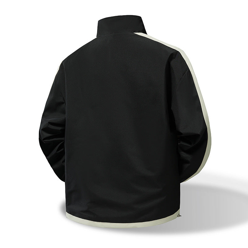 Herren Leichte winddichte Übergangsjacke mit Stehkragen, Kontrast-Ärmeln & Kordelzug Nord Taschen