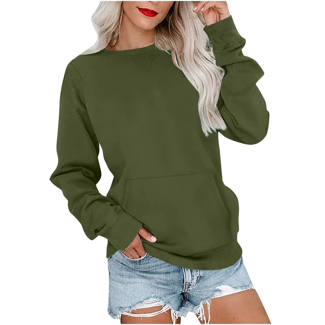 Damen Lockeres Sweatshirt mit Rundhalsausschnitt und Kängurutasche Nord Taschen
