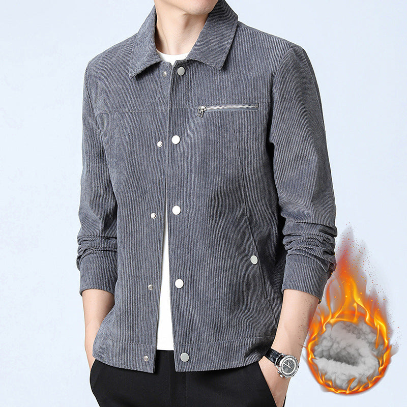 Herren Cord‑Overshirt aus Breitcord mit Druckknopf‑Front und Zipper‑Brusttasche Nord Taschen