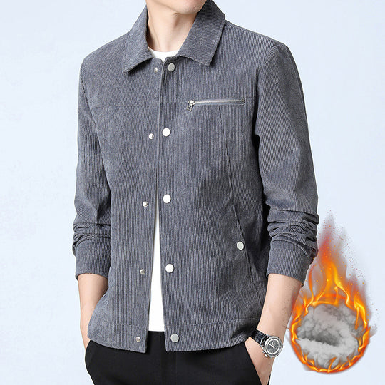 Herren Cord‑Overshirt aus Breitcord mit Druckknopf‑Front und Zipper‑Brusttasche Nord Taschen
