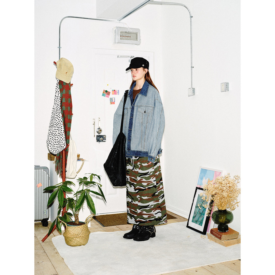 Unisex Oversize-Jeansjacke im Boxy‑Cut mit Kontrastblende und Brustklappen Nord Taschen