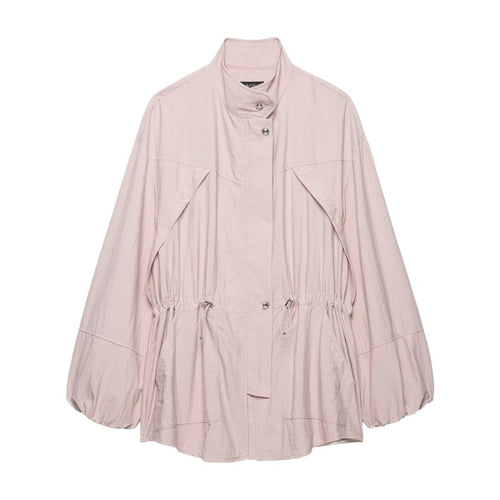 Damen leichter Oversize-Parka mit Tunnelzugtaillierung und Ballonärmeln Nord Taschen