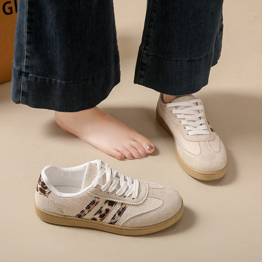 Damen Sneakers aus Wildleder mit modischem Leopardenmuster - Vittorelli