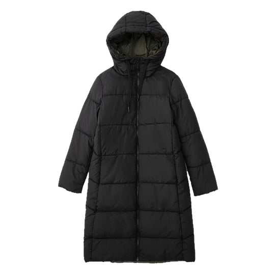 Damen langer gesteppter Winterparka mit Kapuze Nord Taschen