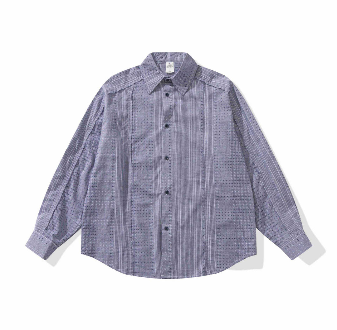 Damen Strukturierte Oversize‑Hemdbluse mit feiner Stickerei und Streifenstruktur Nord Taschen
