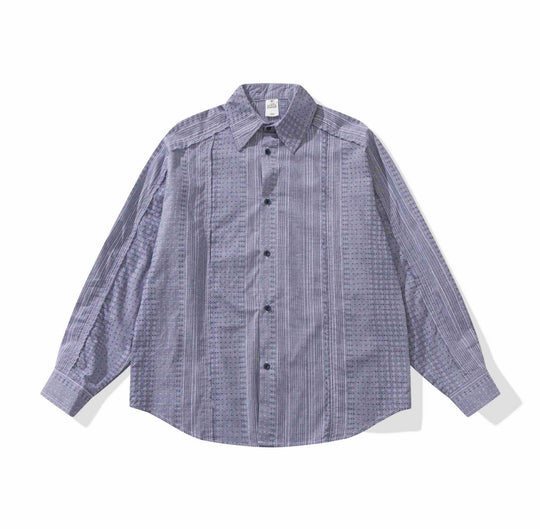 Damen Strukturierte Oversize‑Hemdbluse mit feiner Stickerei und Streifenstruktur Nord Taschen
