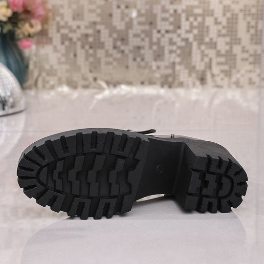 Damen Blockabsatz-Schnürschuhe mit modischem Riemendesign und rutschfester Sohle