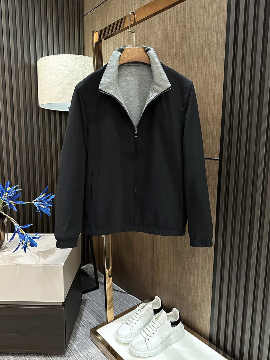 Herren Leichte Reißverschluss-Jacke mit elastischem Saum und kontrastkragen Nord Taschen