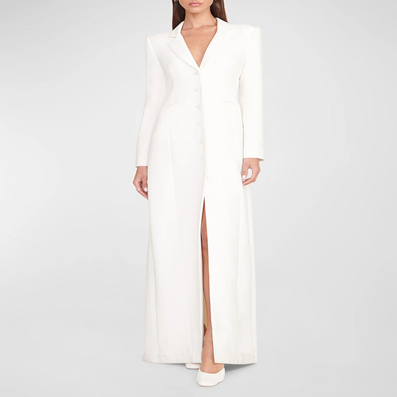 Damen Abendliches Maxikleid‑Blazer mit schlanker Silhouette, Korsettnaht und elegantem Frontschlitz Nord Taschen