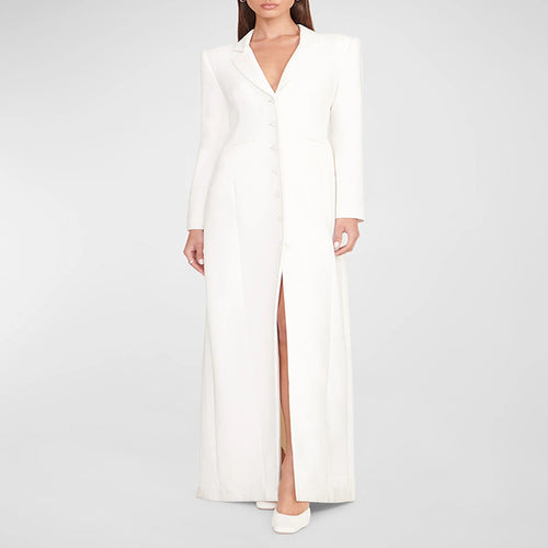 Damen Abendliches Maxikleid‑Blazer mit schlanker Silhouette, Korsettnaht und elegantem Frontschlitz Nord Taschen