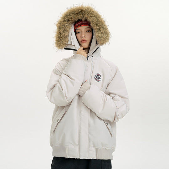 Damen nan oversized Thermo-Parka mit voluminöser Kapuze, abnehmbarer Webpelzblende und Rippbündchen Nord Taschen