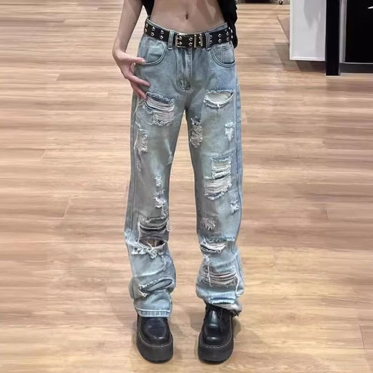 Herren Extraweite Ripped Baggy-Jeans mit tiefem Schritt und ausgeprägten Destroyed-Details Nord Taschen