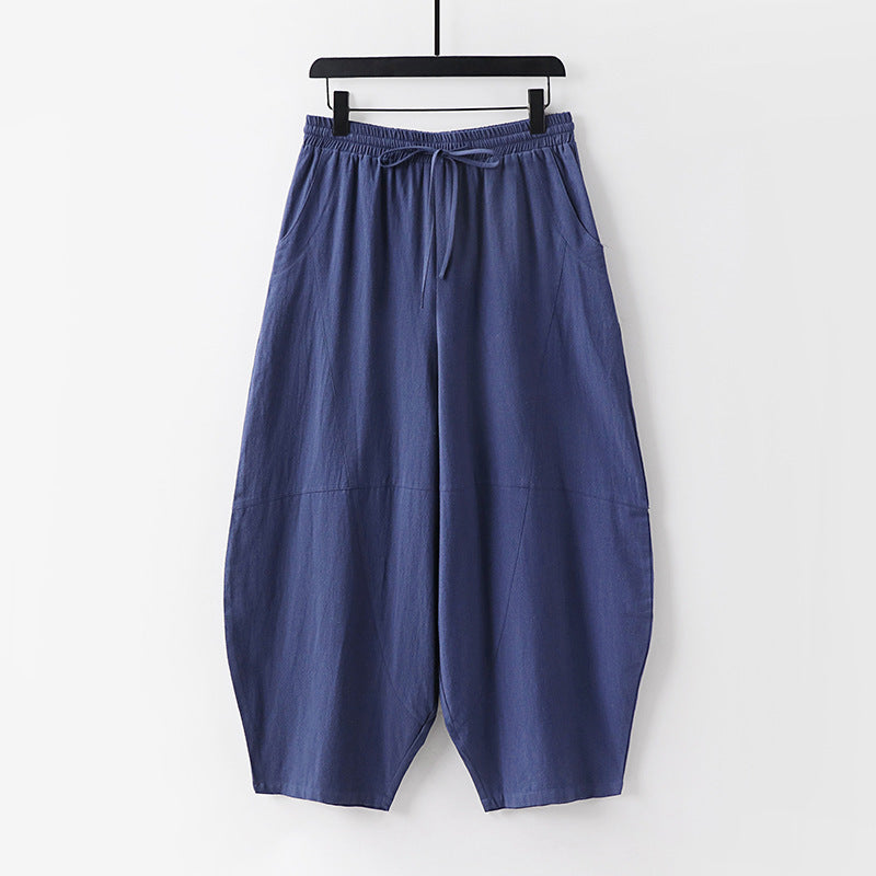 Damen Leichte Haremshose mit weitem Bein und elastischem Bund Nord Taschen