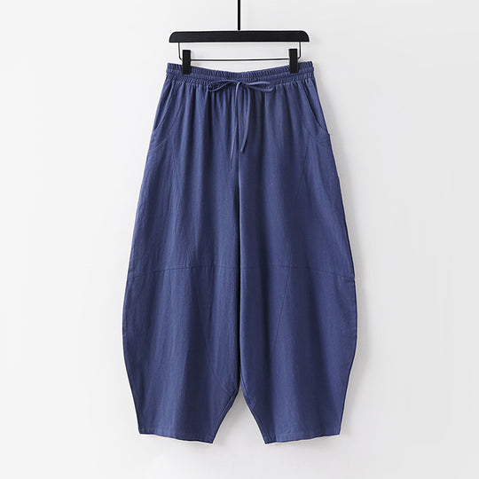 Damen Leichte Haremshose mit weitem Bein und elastischem Bund Nord Taschen